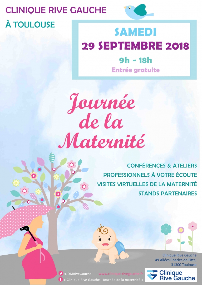Journée de la maternité de la clinique Rive Gauche à Toulouse à destination des parents et futurs parents en quête d'information sur la grossesse, la naissance et la petite enfance